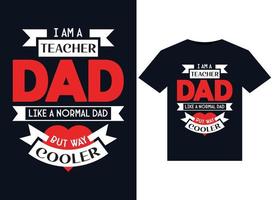 papà figlio e figlia amano le t-shirt disegnano illustrazioni di tipografia vettoriale