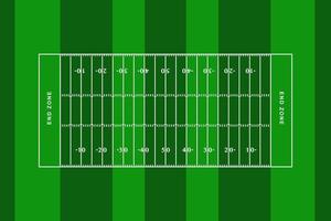 dimensioni del campo di football americano. delineare la vista dall'alto del campo da calcio. vettore