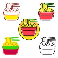 spaghetti in stile design piatto