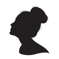 silhouette ragazza vettore nero su sfondo bianco. acconciatura. sagoma di ragazza