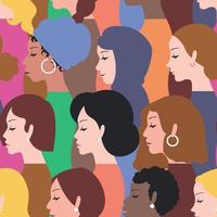 le donne multirazziali affrontano uno sfondo senza soluzione di continuità vettore
