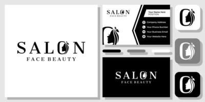 salone wordmark bellezza viso femminile ragazza capelli bella icona logo design con modello di biglietto da visita vettore