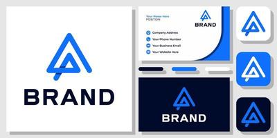 iniziali lettere ap pa triangolo blu ombra arrotondata design moderno del logo con modello di biglietto da visita vettore