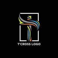 design del logo della croce cristiana con il colore moderno del concetto iniziale t vettore