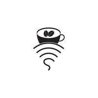 tazza di caffè con logo icona vettore wifi.