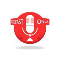 podcast con logo vettoriale sul design dell'aria, illustrazione di marketing online.