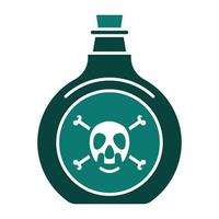 icona vettoriale a colori piatti bottiglia di veleno o sostanze chimiche velenose con ossa incrociate per app o siti Web