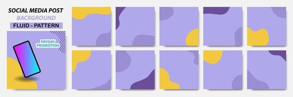 raccolta di set di layout di banner quadrati in combinazione di colori viola e motivo a linee di punti