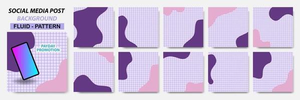 raccolta di set di layout di banner quadrati in colore viola con motivo a linea quadrata vettore