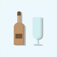 vettore di bottiglia e bicchiere di champagne per la presentazione dell'icona del simbolo del sito Web