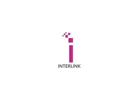 modello di progettazione del logo della lettera i astratto di interlink vettore