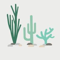 set di cactus del fumetto pastello minimalista vettore