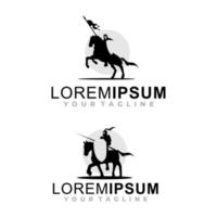 disegno del logo del cavaliere a cavallo vettore