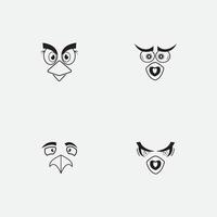 design di emoticon faccia uccellini dei cartoni animati vettore