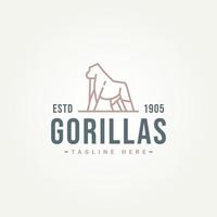 grande gorilla forte semplice linea minimalista logo icona modello illustrazione vettoriale design