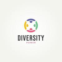 design minimalista dell'illustrazione di vettore del modello di logo di inclusione e diversità. comunità di persone semplici, rete e concetto di logo simbolo sociale