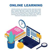 banner di concetto di apprendimento online, stile isometrico vettore