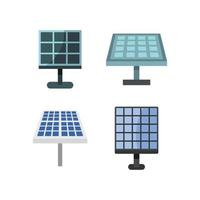 set di icone della batteria solare, stile piatto vettore