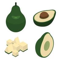 set di icone di avocado, stile isometrico vettore