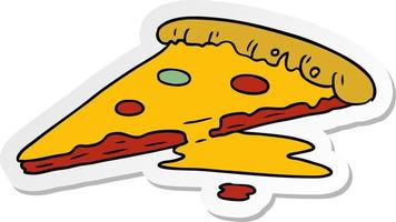 adesivo cartone animato doodle di una fetta di pizza vettore