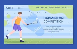 illustrazione di vettore del fondo del fumetto del modello della pagina di destinazione dei social media della concorrenza di sport di badminton