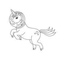 magico fata unicorno. cavallo carino. pagina del libro da colorare per bambini. personaggio in stile cartone animato. illustrazione vettoriale isolato su sfondo bianco.