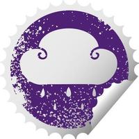 simbolo della nuvola di pioggia simbolo adesivo peeling circolare stravagante angosciato vettore