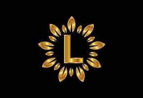 iniziale k lettera monogramma alfabeto con ghirlanda di foglie d'oro. concetto di design del logo del fiore vettore