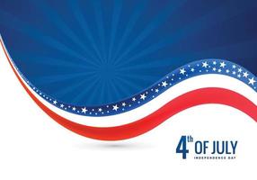 bella bandiera del giorno dell'indipendenza americana del 4 luglio sul design dell'onda vettore
