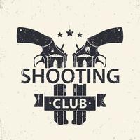 logo del club di tiro, segno con due revolver incrociati, pistole, illustrazione vettoriale