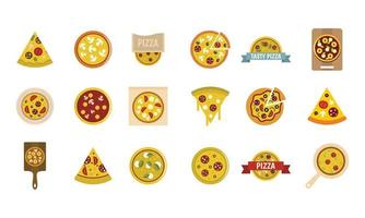 set di icone per pizza, stile piatto vettore