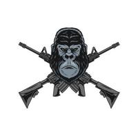illustrazione di gorilla e fucile d'assalto vettore