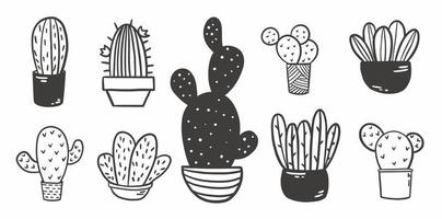 illustrazione del verde della pianta succulenta del cactus. set da disegno spinoso spinoso vettore