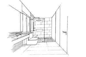 disegno a tratteggio piccolo bagno. design moderno, vettore, illustrazione 2d vettore