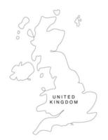 line art mappa del regno unito. mappa in linea continua dell'europa united kindom. illustrazione vettoriale. contorno unico. vettore