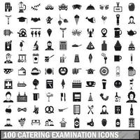 100 icone di esame di ristorazione impostate, stile semplice vettore