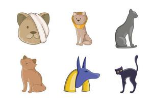 set di icone di gatto, stile cartone animato vettore