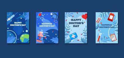 set di carte per la giornata del medico nazionale vettore
