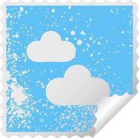 nuvola di neve simbolo adesivo peeling quadrato in difficoltà vettore