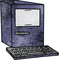 doodle del fumetto strutturato di un computer e una tastiera vettore