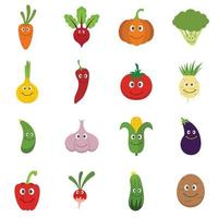 icone di verdure sorridenti impostano il vettore piatto