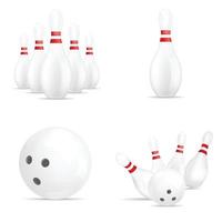 set di modelli di bowling kegling, stile realistico vettore