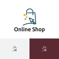 negozio online fare clic sul logo semplice della borsa della spesa vettore