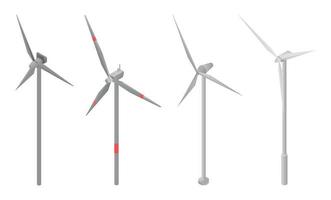 set di icone di turbine eoliche, stile isometrico vettore