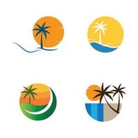 disegno vettoriale del modello del logo dell'illustrazione dell'estate della palma