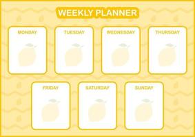 agenda giornaliera e settimanale con limone vettore
