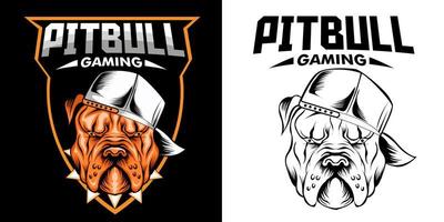 design del logo esport della mascotte pitbull vettore