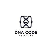 codice genetico logo design moderno concetto, codice si combina con l'icona del logo dna vettore