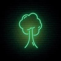 insegna al neon dell'albero verde. vettore