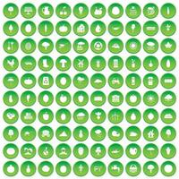 100 icone di produttività impostano il cerchio verde vettore